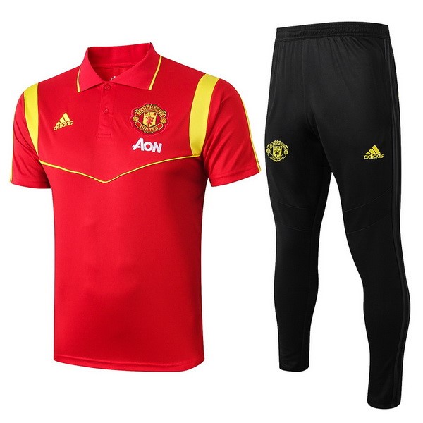 Polo Manchester United Conjunto Completo 2019 2020 Rojo Oro Negro